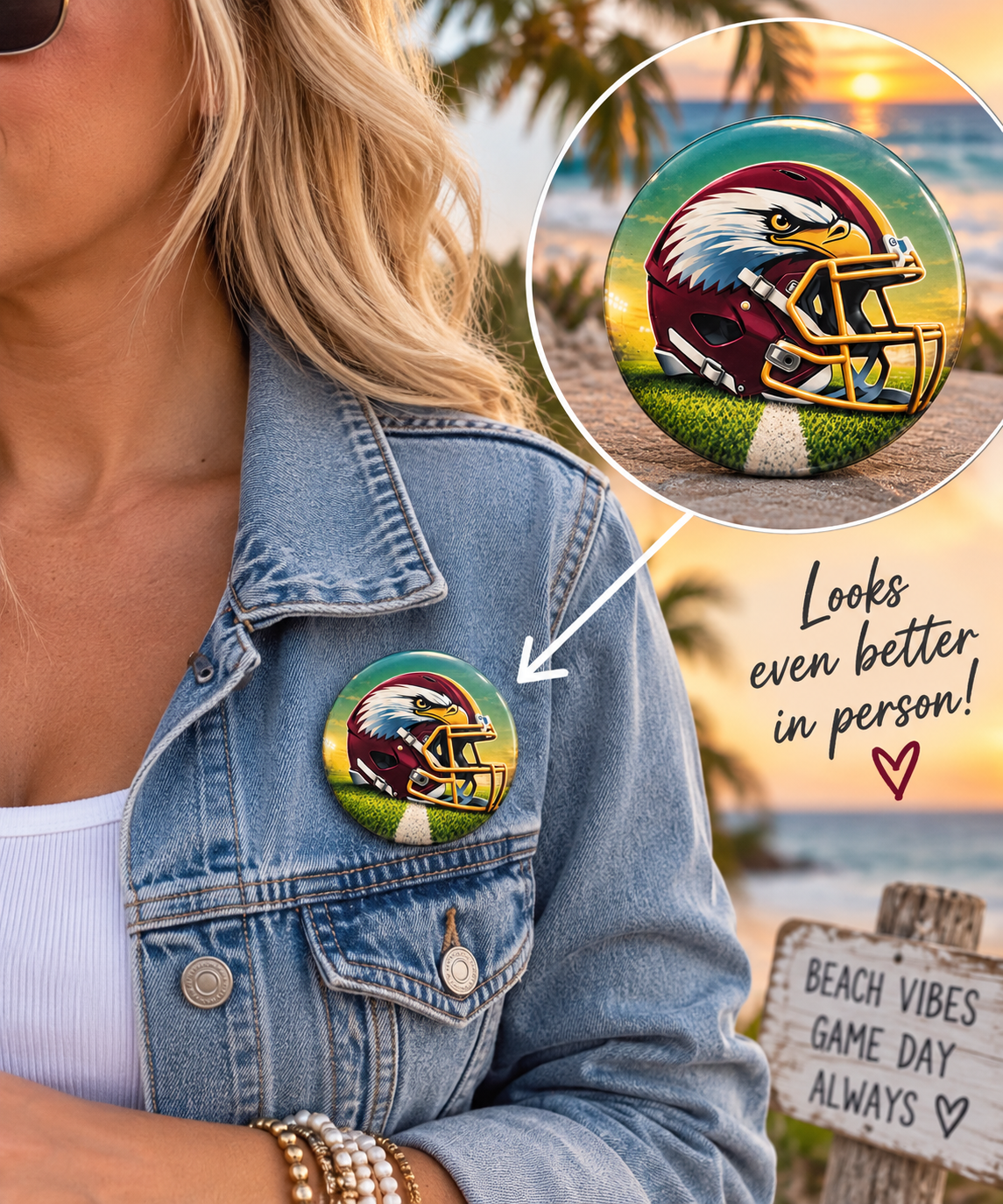 Eagles Helmet Button