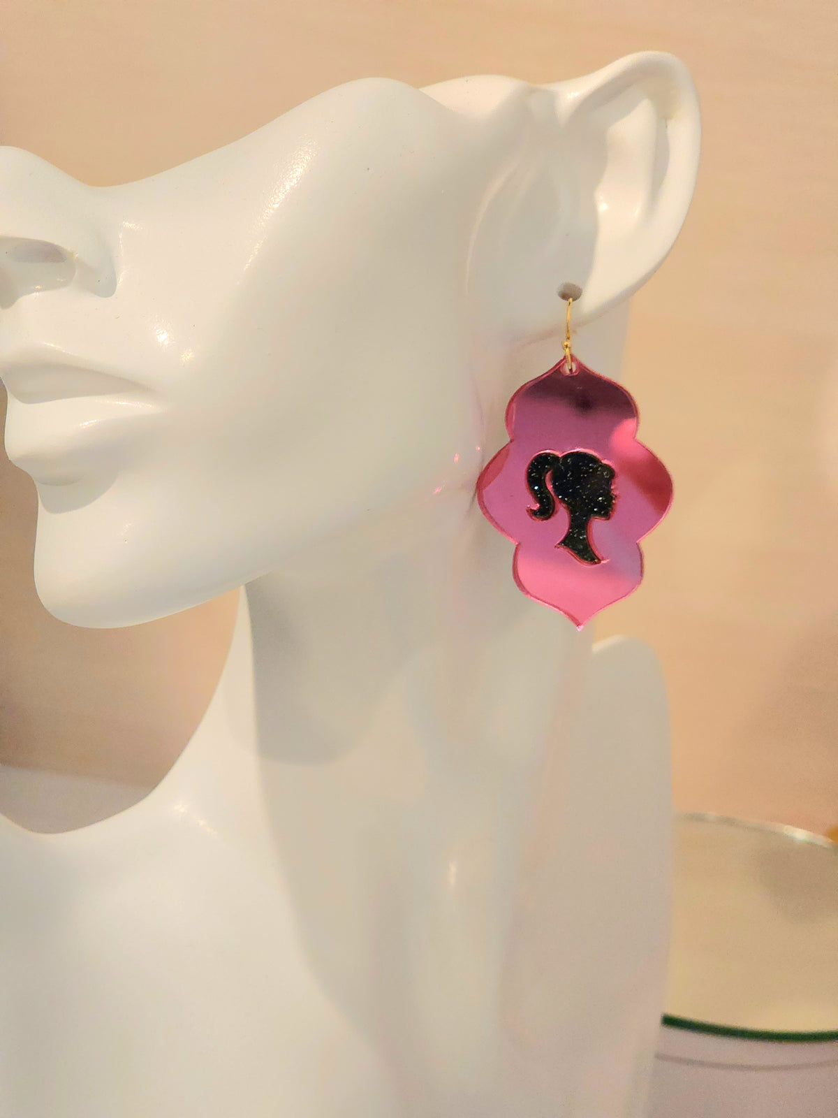 Pink metalic doll Earrings