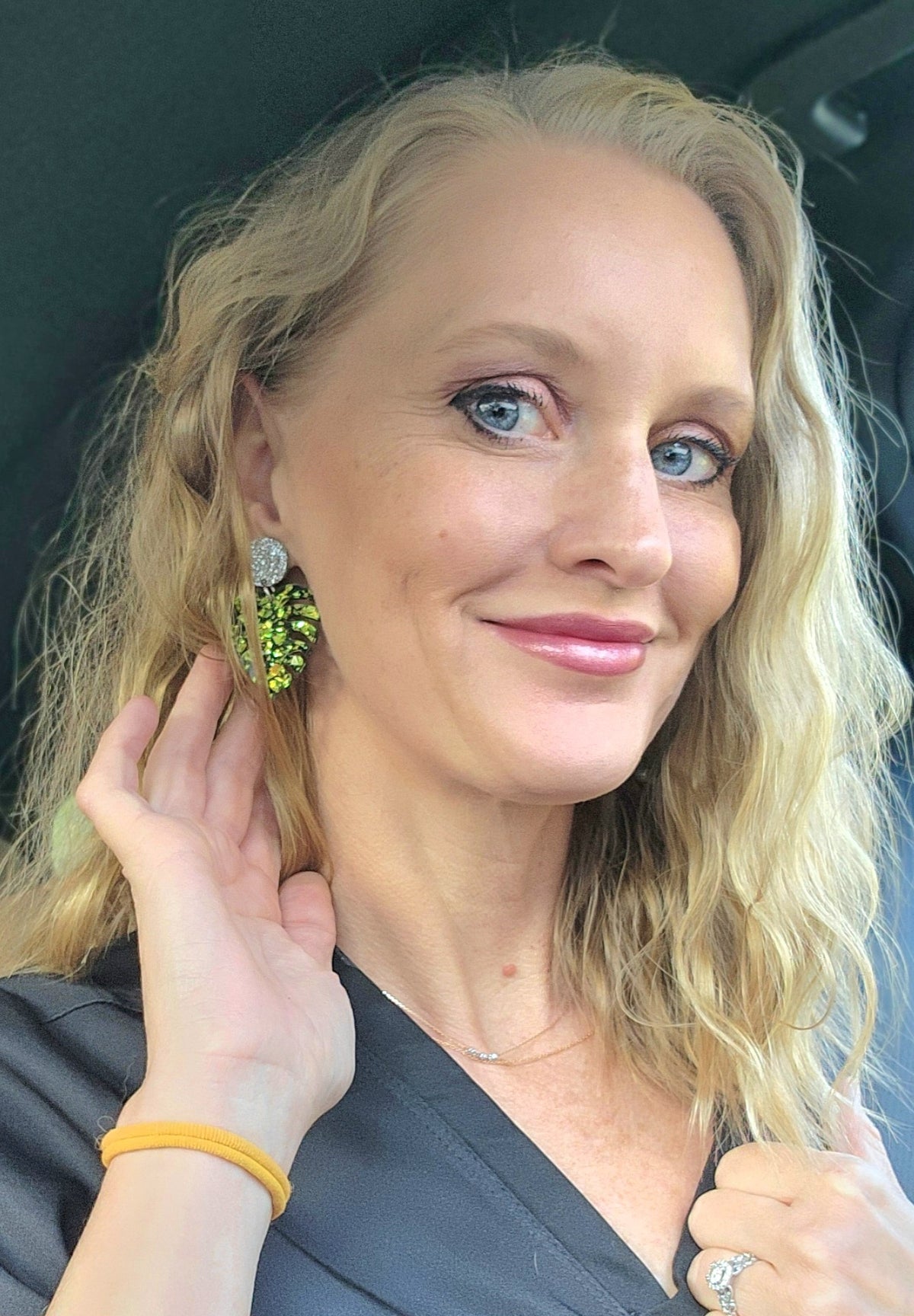 Chunky Glitter Monstera Earrings