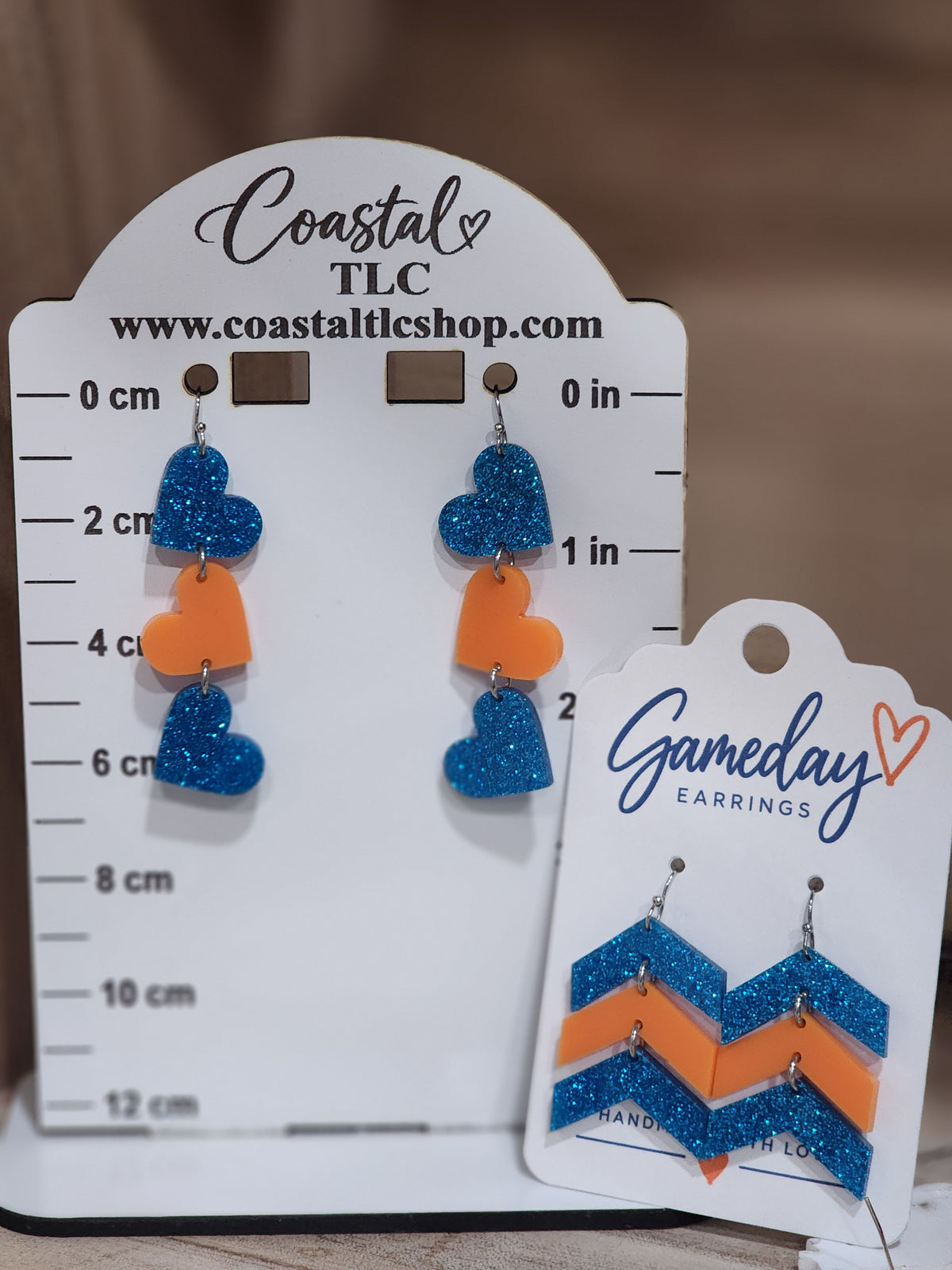 Orange and blue gameday earrings