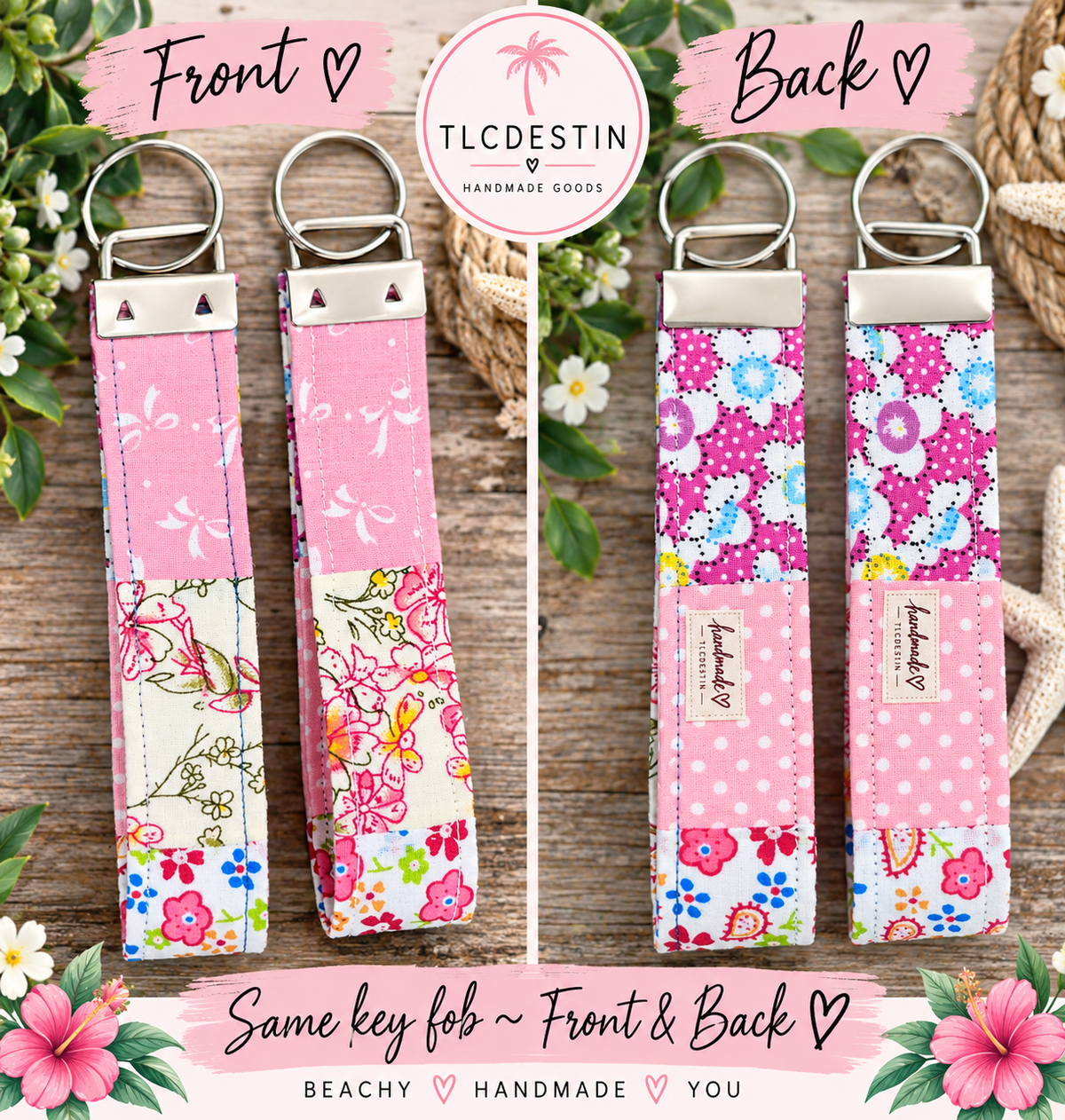 Handmade Fabric Key Fob Wristlet