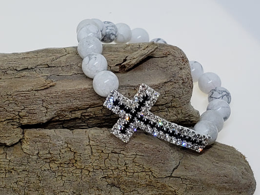 Howlite cross bracelet