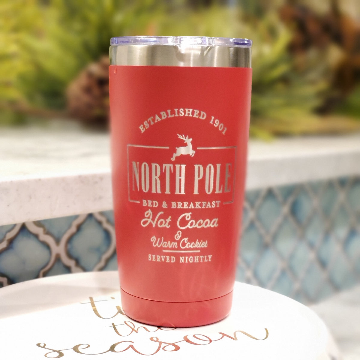 North Pole Christmas cocoa tumbler