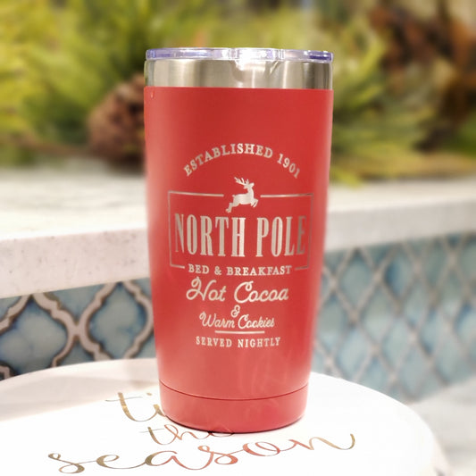North Pole Christmas cocoa tumbler
