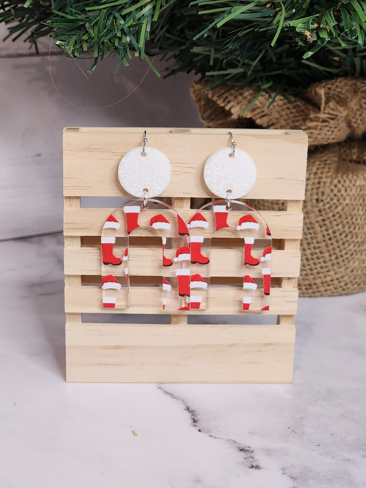 Santa arch acrylic Earrings