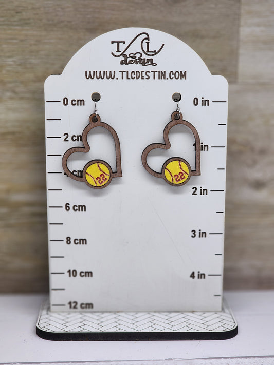 Softball or Baseball Heart Earrings